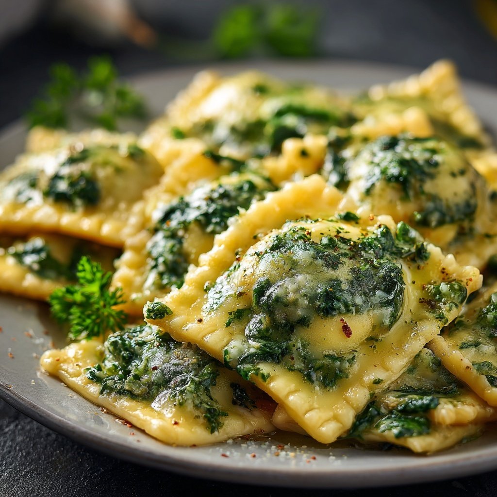 Ravioli mit Spinat und Butter-Salbei-Sauce