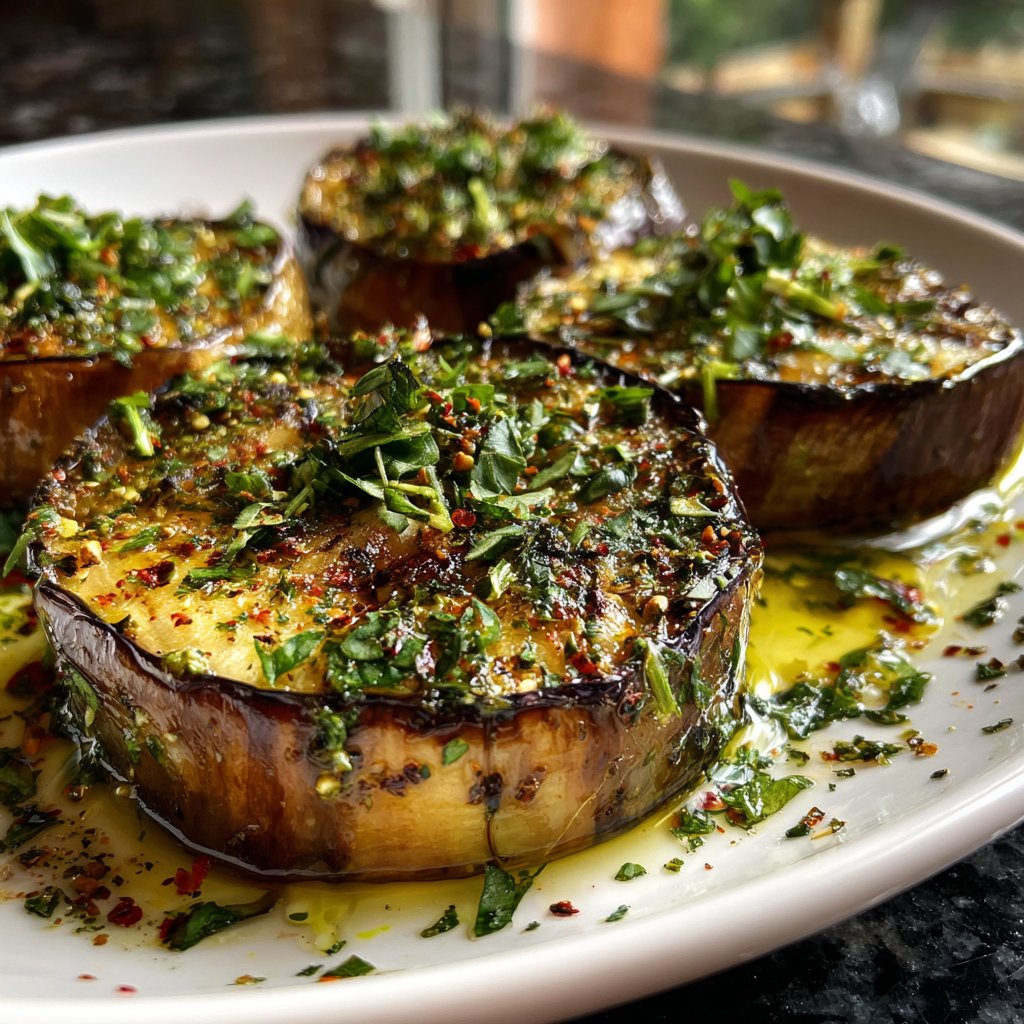 Auberginen mediterran mit Kräuteröl