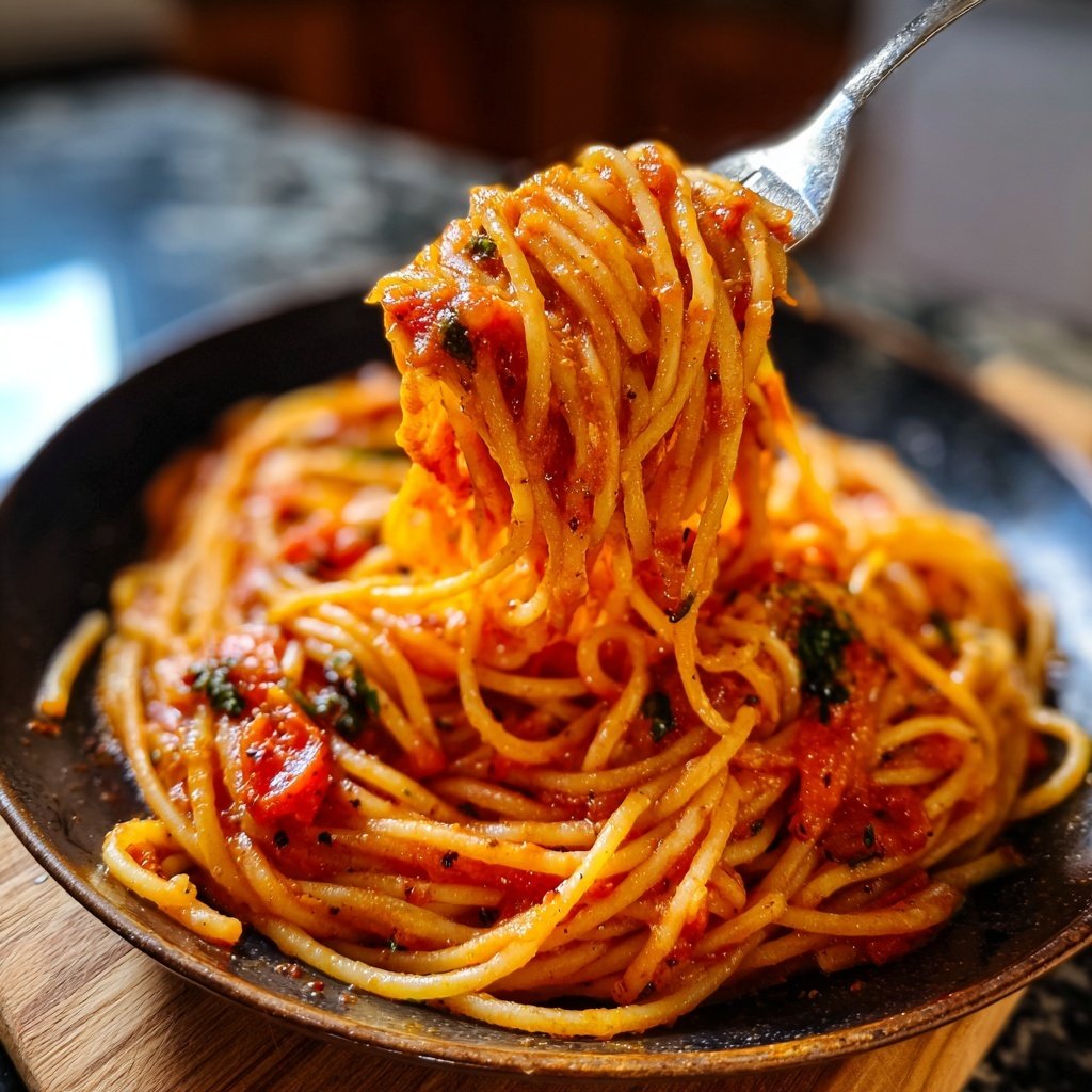 Spaghetti mit Tomaten-Basilikum-Sauce