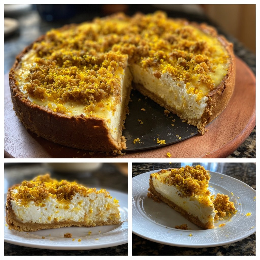 Käsekuchen mit Zitronenstreuseln