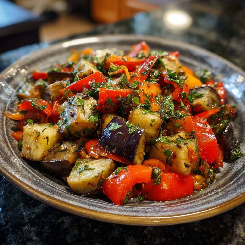 Kalorienarme Gemüsepfanne Mit Aubergine