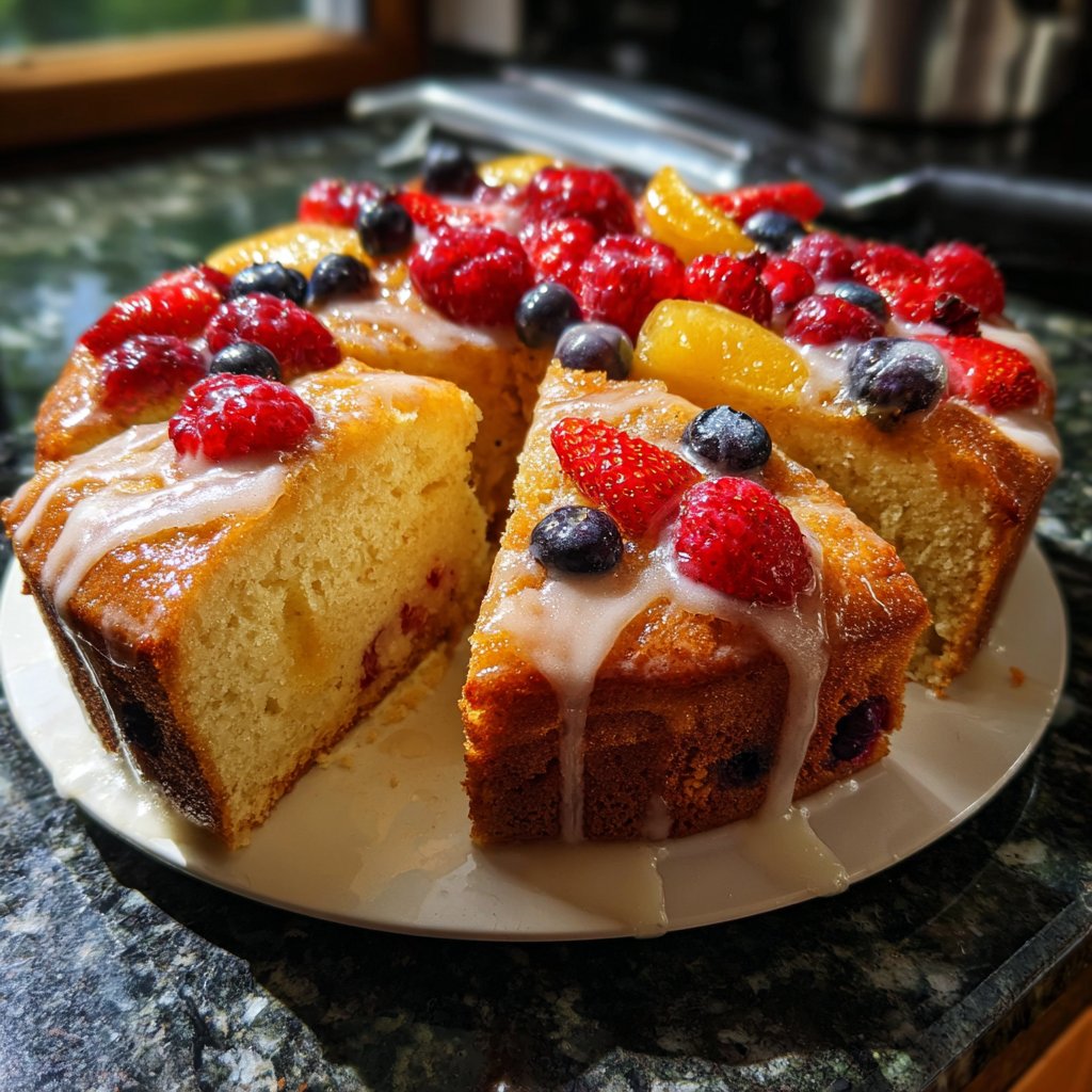 Blechkuchen mit Früchten der Saison