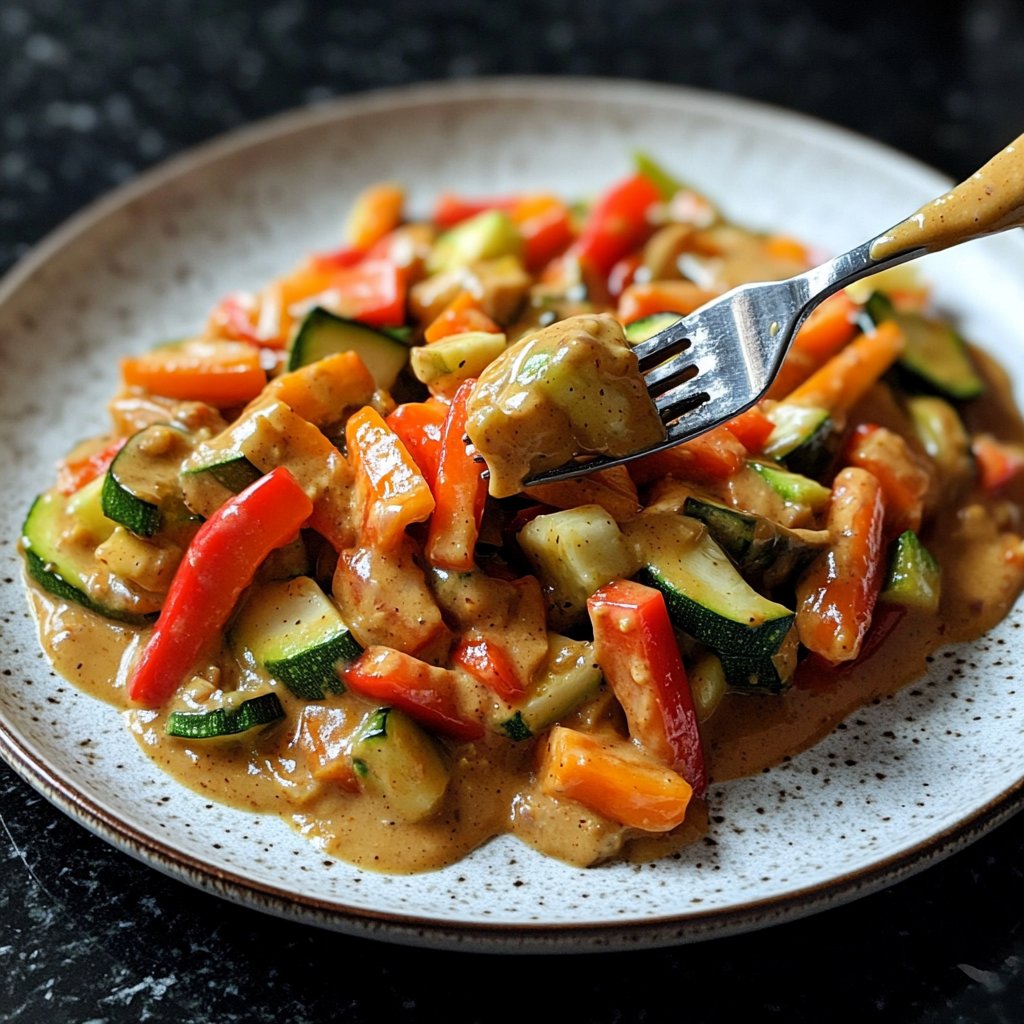 Gemüsepfanne mit Erdnusssauce